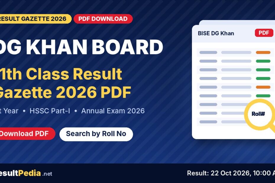 DG Khan Board 11th Class (1st Year) Result Gazette 2026 PDF download – BISE D.G. Khan HSSC Part-I