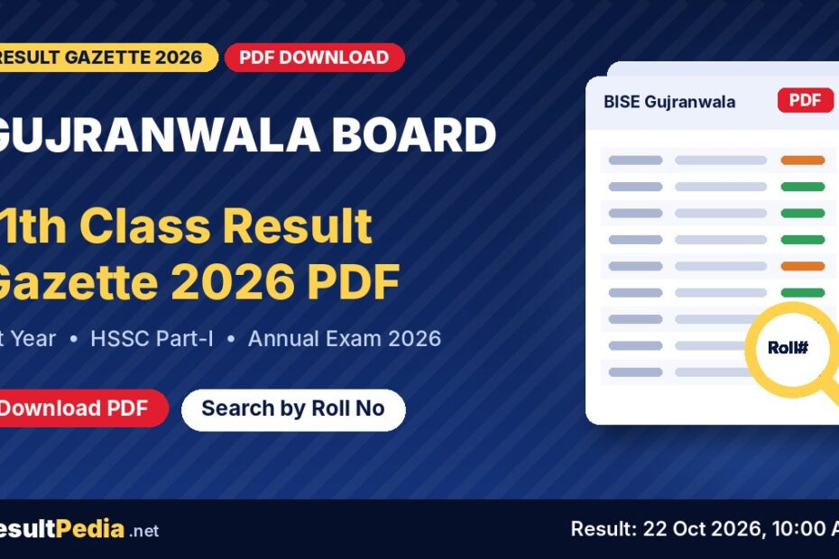 Gujranwala Board 11th Class (1st Year) Result Gazette 2026 PDF download – BISE Gujranwala HSSC Part-I