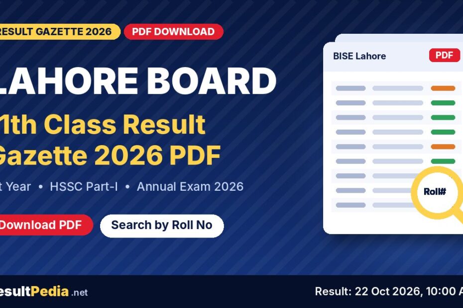 Lahore Board 11th Class (1st Year) Result Gazette 2026 PDF download – BISE Lahore HSSC Part-I