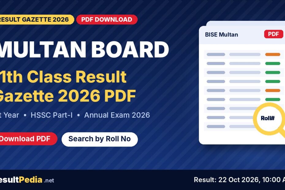 Multan Board 11th Class (1st Year) Result Gazette 2026 PDF download – BISE Multan HSSC Part-I